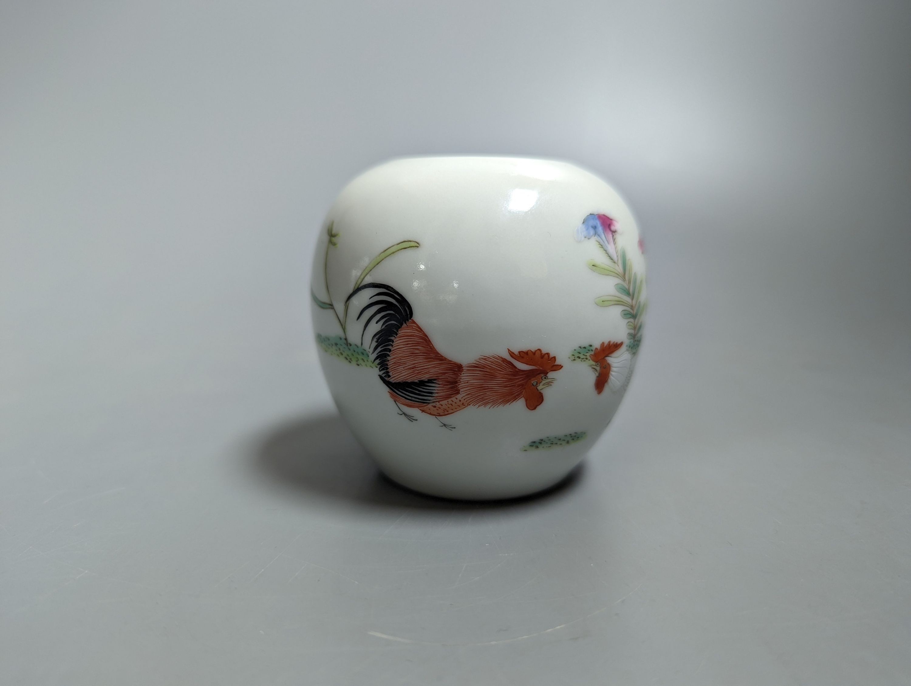 A Chinese ‘chicken’ water pot and a miniature blue and white teapot 12cm